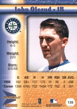 2000 Pacific Prism - Woodgrain Silver #135 John Olerud  Back