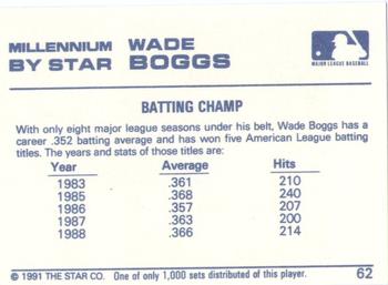 1991 Star Millennium #62 Wade Boggs Back