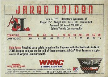 2010 Grandstand Hickory Crawdads #NNO Jared Bolden Back