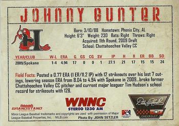 2010 Grandstand Hickory Crawdads #NNO Johnny Gunter Back