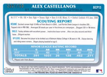 2011 Bowman - Chrome Prospects Purple Refractors #BCP13 Alex Castellanos Back