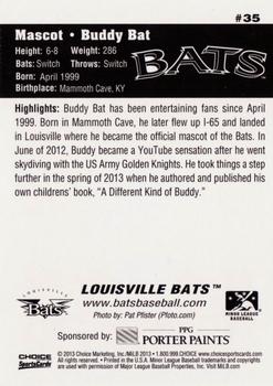 2013 Choice Louisville Bats #35 Buddy Bat Back