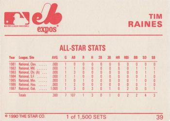 1990 Star Gold #39 Tim Raines Back