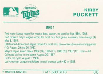 1990 Star Gold #60 Kirby Puckett Back