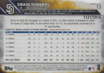 2016 Topps - Gold #13 Craig Kimbrel Back