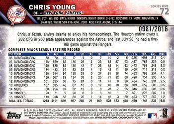 2016 Topps - Gold #72 Chris Young Back