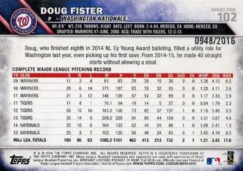 2016 Topps - Gold #102 Doug Fister Back