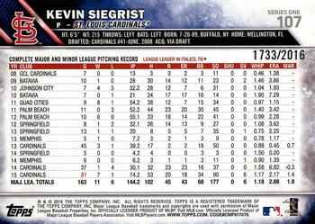 2016 Topps - Gold #107 Kevin Siegrist Back