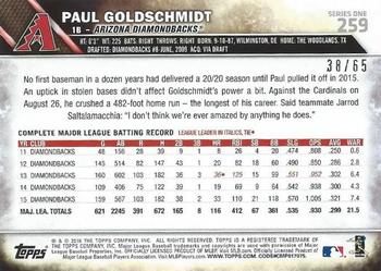 2016 Topps - Black #259 Paul Goldschmidt Back
