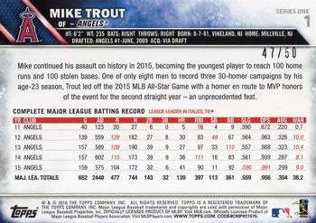 2016 Topps - Pink #1 Mike Trout Back