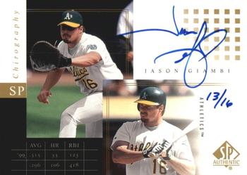 2000 SP Authentic - SP Chirography Gold #G-JG Jason Giambi Front