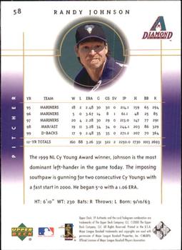 2000 SP Authentic - Limited #58 Randy Johnson  Back
