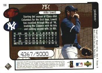 1998 SPx Finite #199 Mike Lowell Back