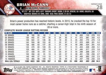 2016 Topps - Black & White Negatives #28 Brian McCann Back