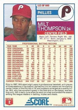 1988 Score #115 Milt Thompson Back