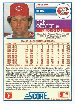 1988 Score #183 Ron Oester Back