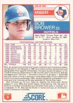 1988 Score #236 Bob Brower Back