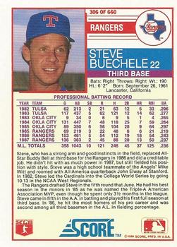 1988 Score #306 Steve Buechele Back