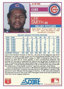 1988 Score #31 Lee Smith Back