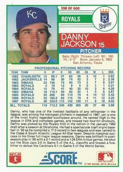 1988 Score #398 Danny Jackson Back