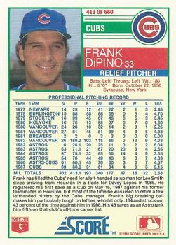 1988 Score #413 Frank DiPino Back