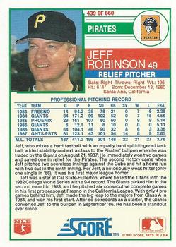 1988 Score #439 Jeff Robinson Back