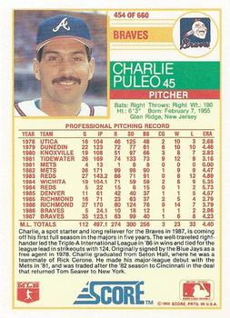 1988 Score #454 Charlie Puleo Back