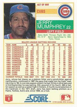 1988 Score #467 Jerry Mumphrey Back
