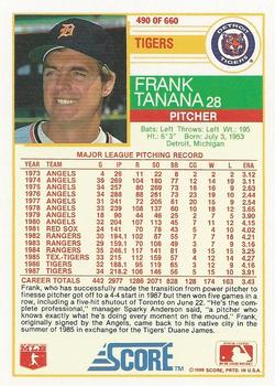 1988 Score #490 Frank Tanana Back