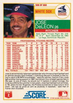1988 Score #508 Jose DeLeon Back