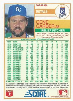 1988 Score #565 Gene Garber Back