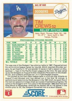 1988 Score #641 Tim Crews Back