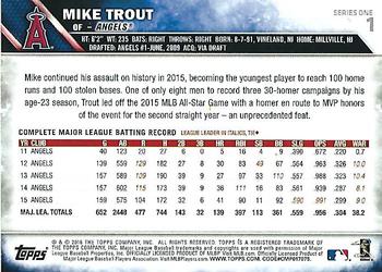2016 Topps - Purple #1 Mike Trout Back