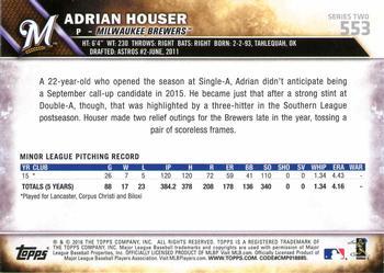 2016 Topps - Purple #553 Adrian Houser Back