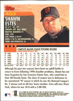 2000 Topps - Home Team Advantage #403 Shawn Estes Back