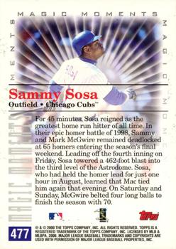 2000 Topps - Home Team Advantage #477 Sammy Sosa Back
