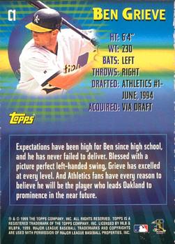 2000 Topps - Limited 21st Century #C1 Ben Grieve  Back