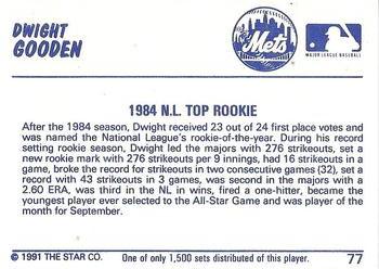 1991 Star Home Run #77 Dwight Gooden Back