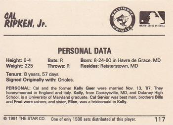 1991 Star Home Run #117 Cal Ripken Jr. Back