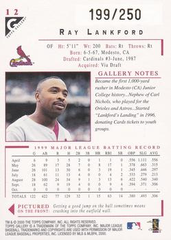2000 Topps Gallery - Player's Private Issue #12 Ray Lankford  Back
