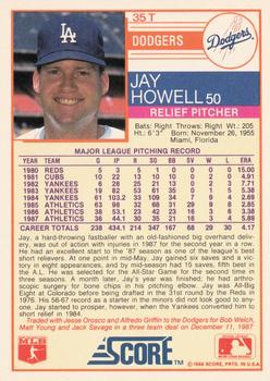 1988 Score Rookie & Traded #35T Jay Howell Back