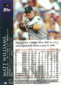 2000 Topps HD - Platinum #18 Matt Williams  Back