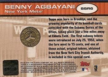 2000 Topps Subway Series - FanFare Tokens #SSR6 Benny Agbayani  Back