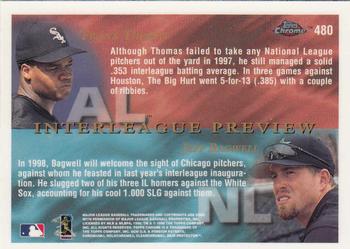 1998 Topps Chrome #480 Jeff Bagwell / Frank Thomas Back