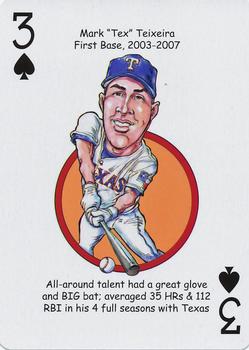 2012 Hero Decks Texas Rangers Baseball Heroes Playing Cards #3♠ Mark Teixeira Front