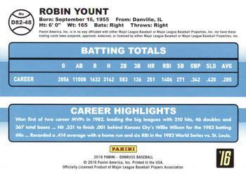 2016 Donruss - 1982 Holometric Border #D82-48 Robin Yount Back