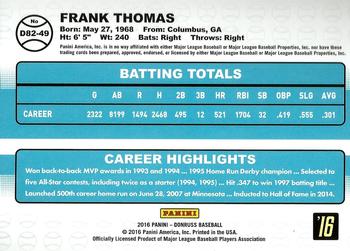 2016 Donruss - 1982 Holometric Border #D82-49 Frank Thomas Back