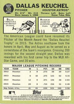 2016 Topps Heritage - Chrome #THC-430 Dallas Keuchel Back