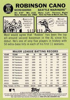 2016 Topps Heritage - Chrome #THC-432 Robinson Cano Back