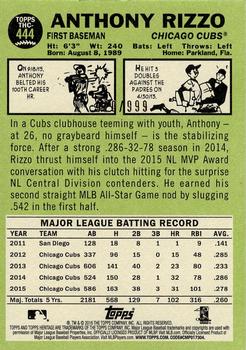 2016 Topps Heritage - Chrome #THC-444 Anthony Rizzo Back